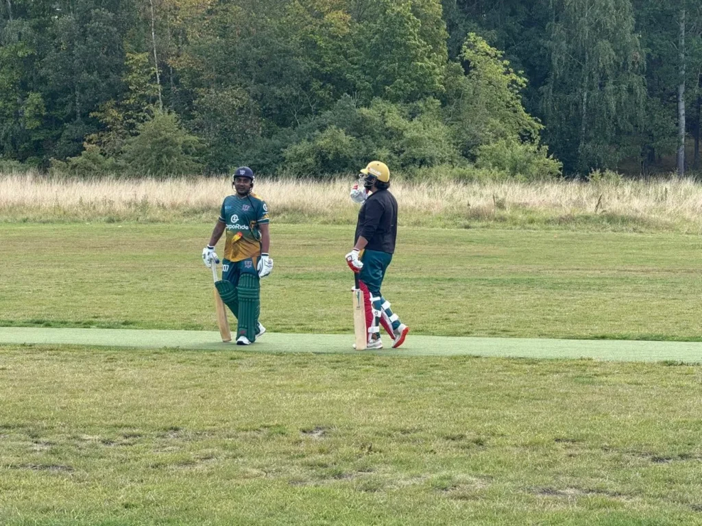 Stockholm Hunters batting during a league match in Stockholm